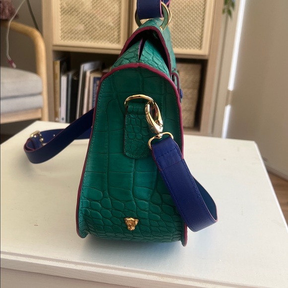 NEW! Rare Thale Blanc- Multicolor Audrey Croc-Embossed Crossbody/Top Handle Bag - Picture 6 of 16